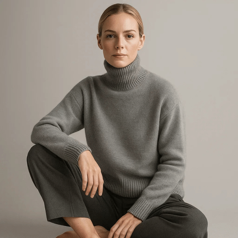 Maglia Dolcevita Morbida Collo Alto Per Donna | Lunara Grigio