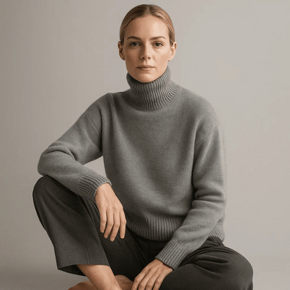 Maglia Dolcevita Morbida Collo Alto Per Donna | Lunara Grigio