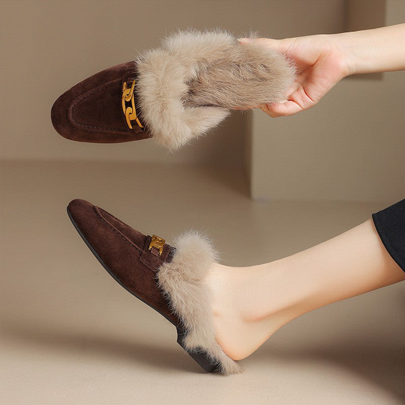 Lynara | Pantofole In Pelliccia Chic Marrone