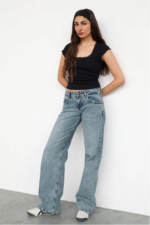 Jeans Donna Vita Bassa Gamba Dritta