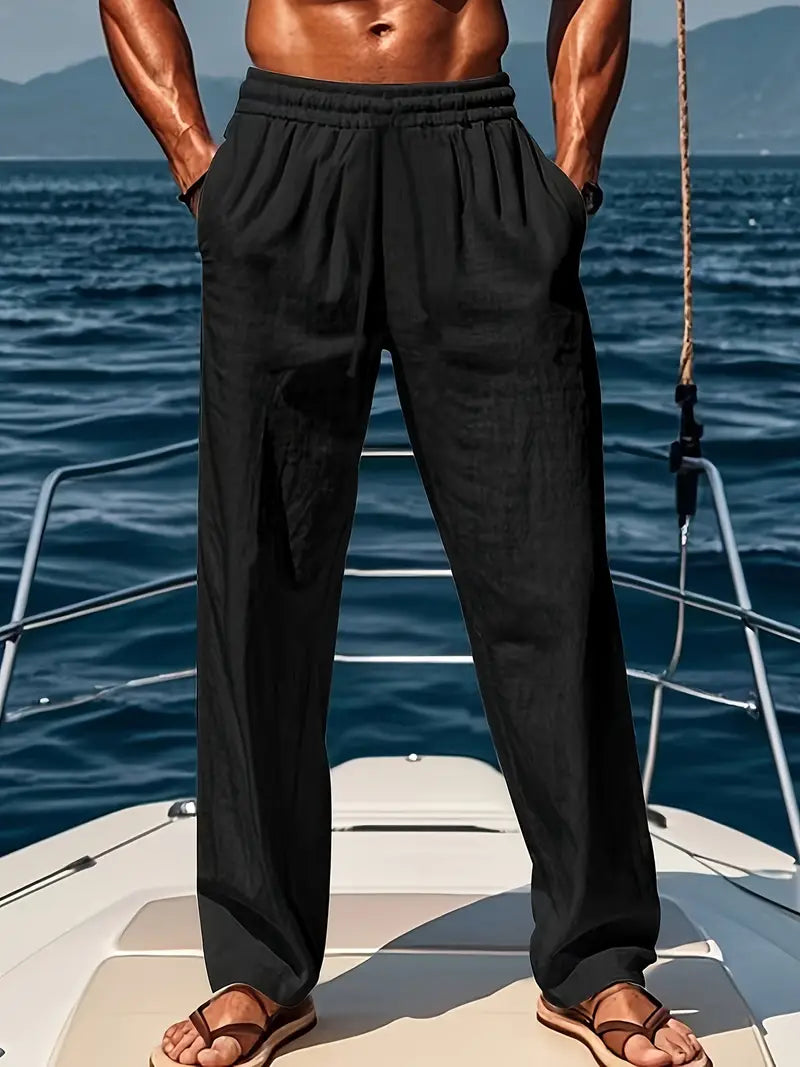 Pantaloni Lino Uomo Estivi Taglio Lungo