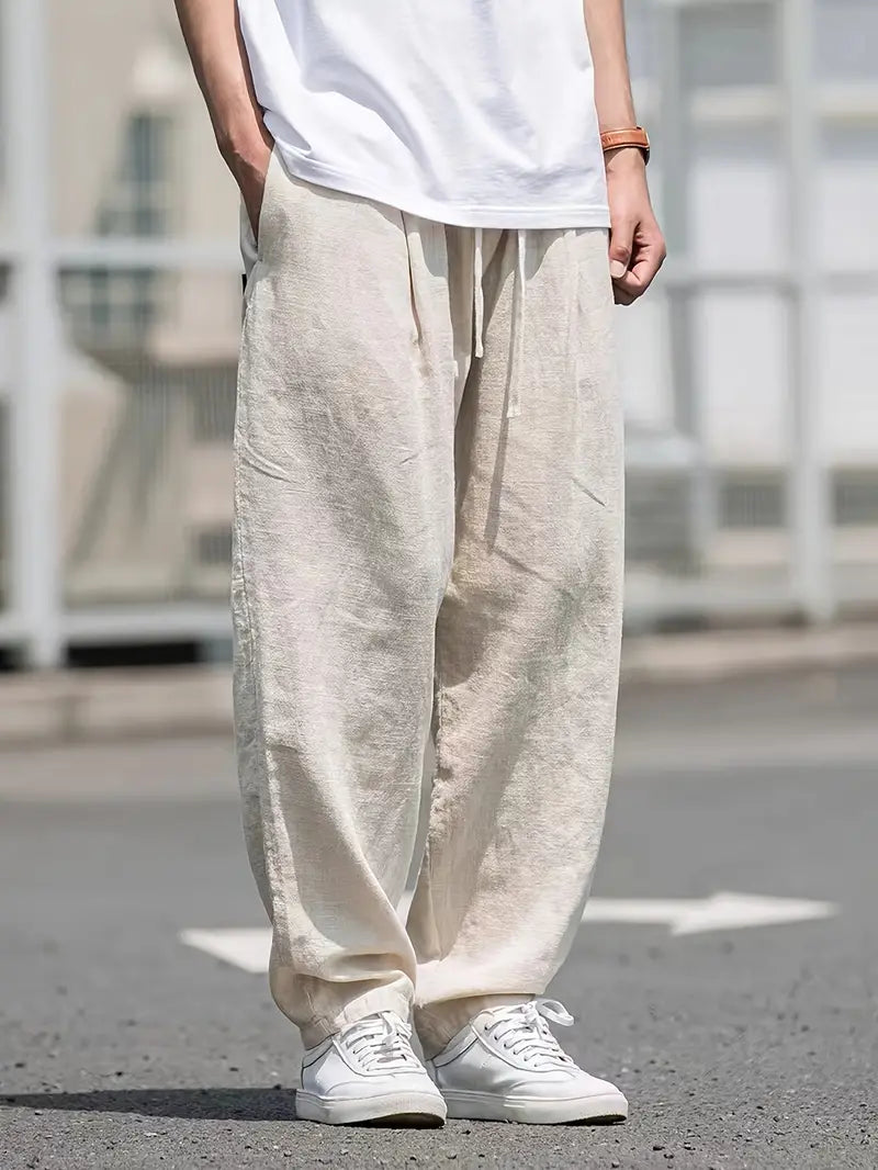 Pantaloni Lino Uomo Baggy Estivi Comodi - Brentozzi