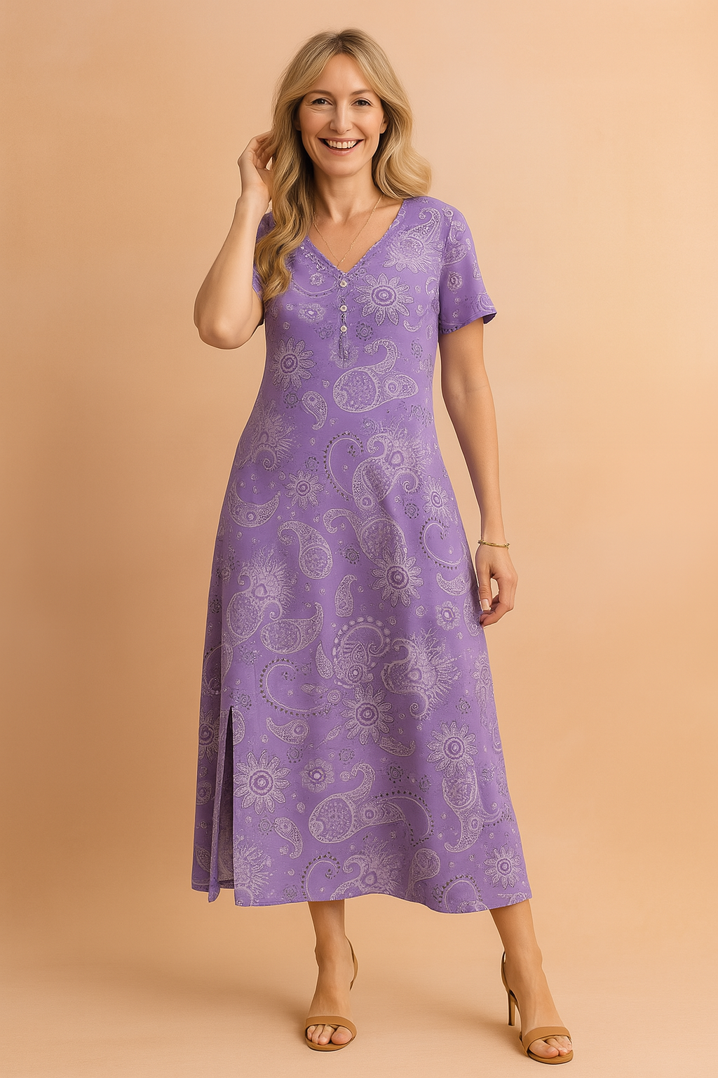 Abito Estivo Donna con Motivo Paisley Scollo Classico - Vesarelli