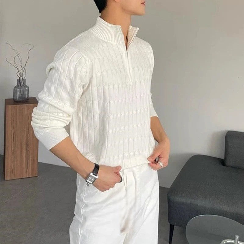 Maglione Jacquard con Zip per Uomini | Trivon Bianco