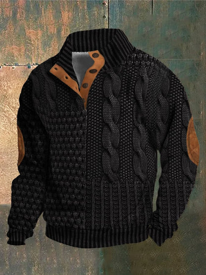 Maglione Casual Con Bottoni Per Uomo | Tervon Nero
