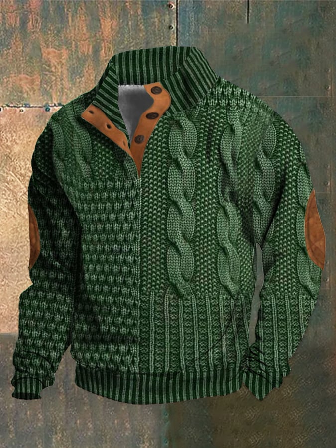 Maglione Casual Con Bottoni Per Uomo | Tervon Verde