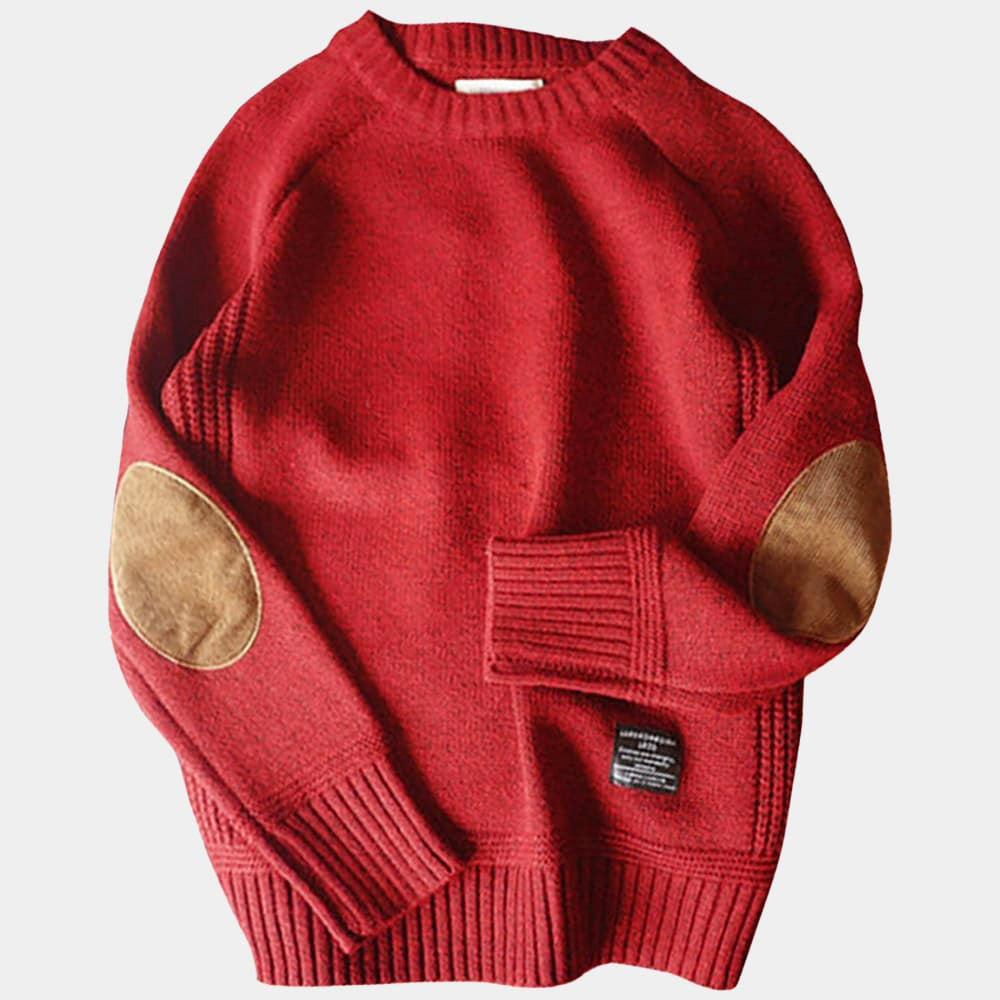 Maglione Uomo Girocollo con Toppe ai Gomiti Casual Morbido