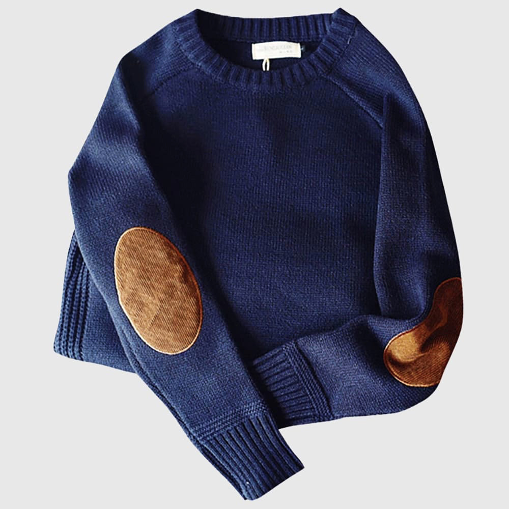 Maglione Uomo Girocollo con Toppe ai Gomiti Casual Morbido