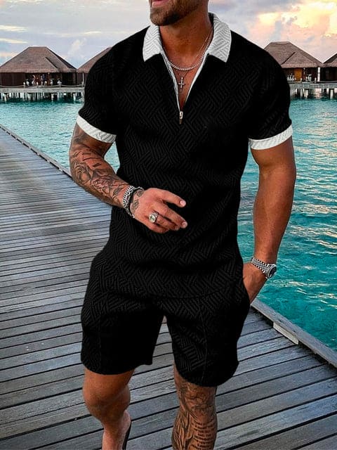 Completo Tempo Libero Uomo Due Pezzi con Stampa Casual