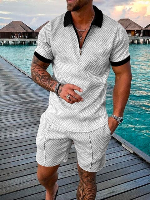 Completo Tempo Libero Uomo Due Pezzi con Stampa Casual