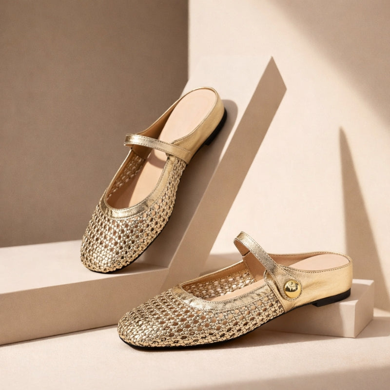 Mule Donna Intrecciata Mary Jane Punta Quadrata - Vesarelli
