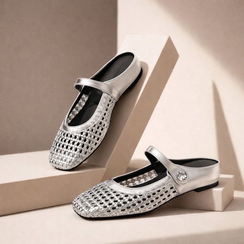 Mara | Mule da Donna Intrecciata Mary Jane Strap Punta Quadrata 2
