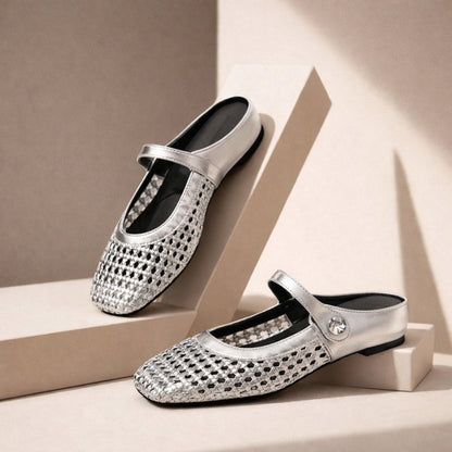Mara | Mule da Donna Intrecciata Mary Jane Strap Punta Quadrata 2