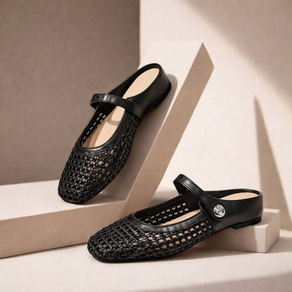 Mara | Mule da Donna Intrecciata Mary Jane Strap Punta Quadrata 3