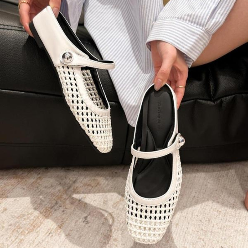 Mara | Mule da Donna Intrecciata Mary Jane Strap Punta Quadrata 7