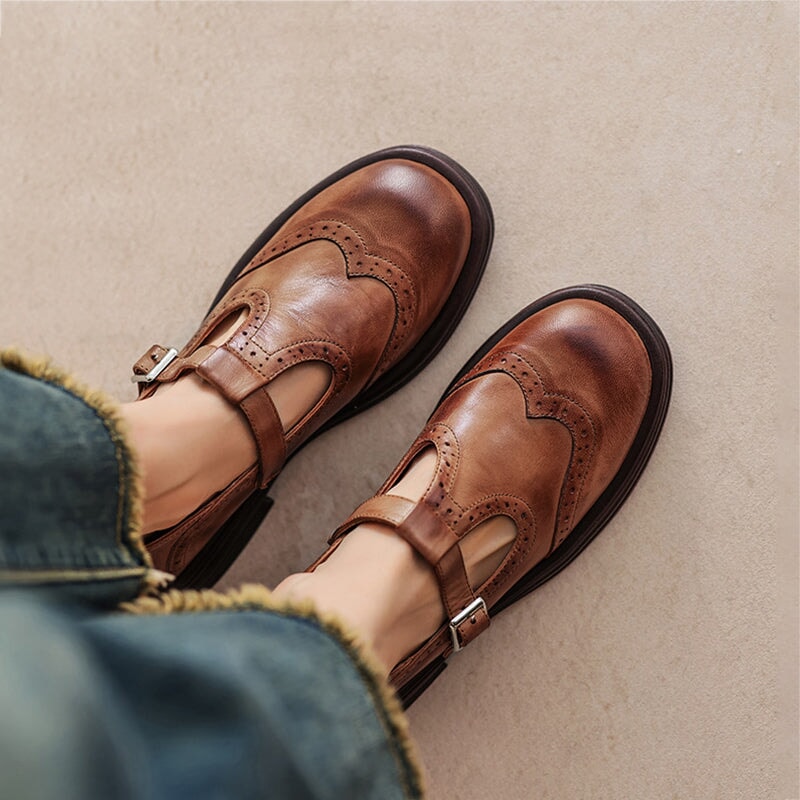 Scarpe Mary Jane Donna in Pelle Plateau - Vesarelli