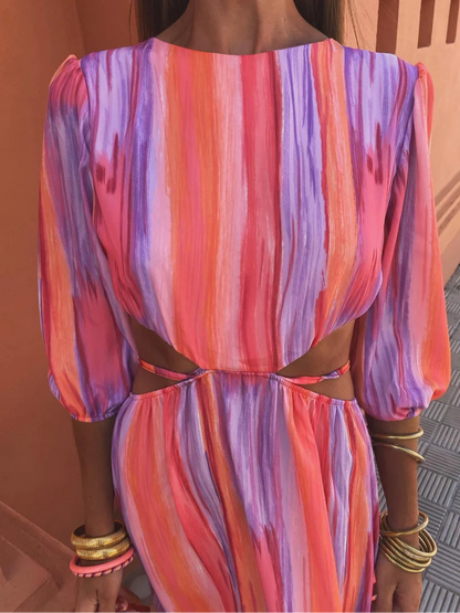 Marcella | Abito Lungo Donna a Righe con Cut Out in Vita 3