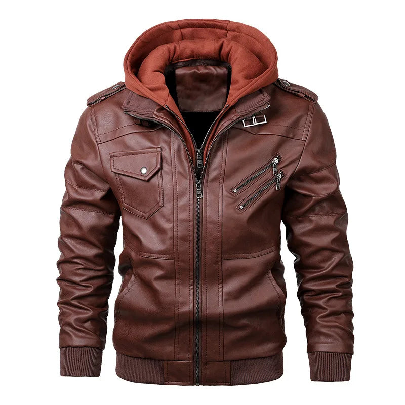 Marcello | Giacca in Pelle Casual Uomo con Cappuccio 2