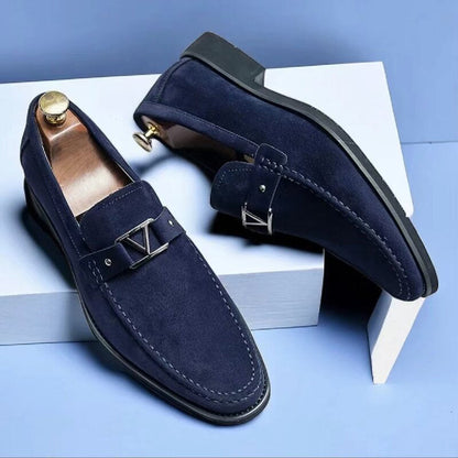 Mocassino Uomo Scamosciato Slip-On con Fibbia Metallica - Vesarelli