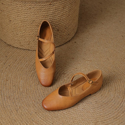 Marjova | Scarpe Donna Mary Jane Piatte in Pelle Cinturini Incrociati 2