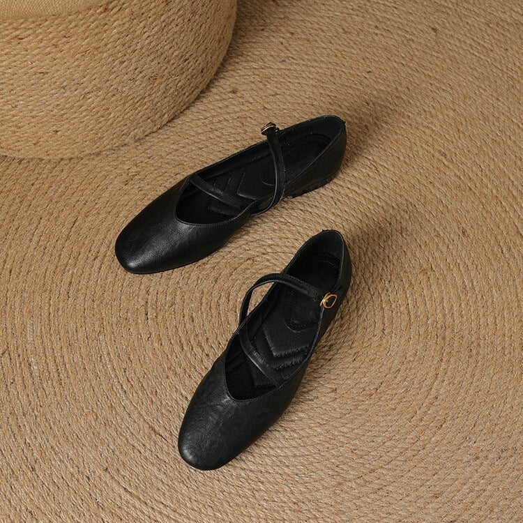 Marjova | Scarpe Donna Mary Jane Piatte in Pelle Cinturini Incrociati 5