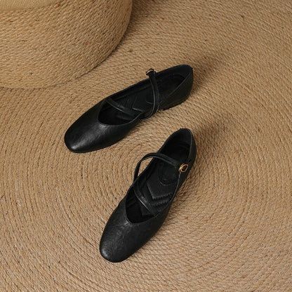 Marjova | Scarpe Donna Mary Jane Piatte in Pelle Cinturini Incrociati 5