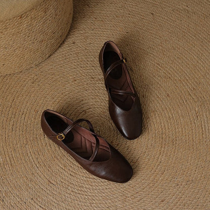 Marjova | Scarpe Donna Mary Jane Piatte in Pelle Cinturini Incrociati 7