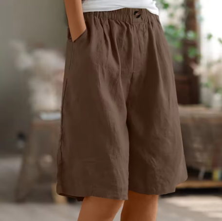 Marta | Pantaloncini Casual Morbidi Marrone