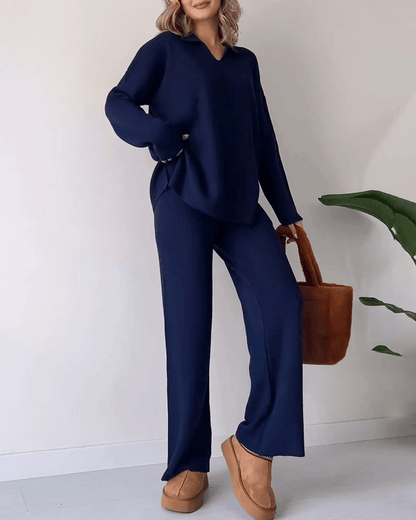 Marta | Set Due Pezzi Con Top e Pantaloni Blu scuro