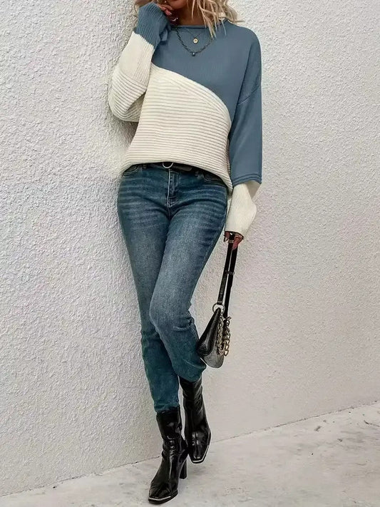 Maglione Uomo a Blocchi Tessuto Morbido Manica Lunga - Vesarelli