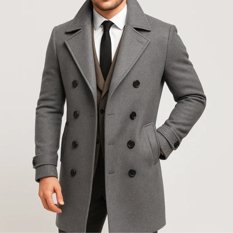 Cappotto Lungo Uomo Doppio Petto Elegante
