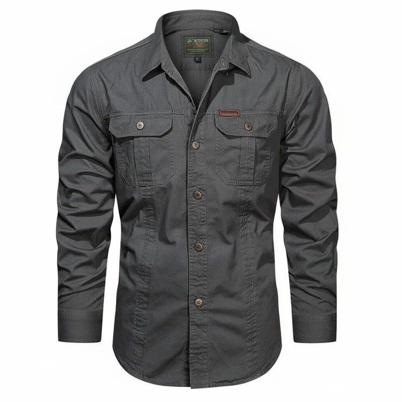 Camicia Uomo Utility Tasche Multiple Bottoni