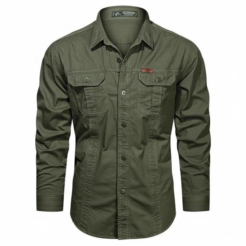 Camicia Uomo Utility Tasche Multiple Bottoni