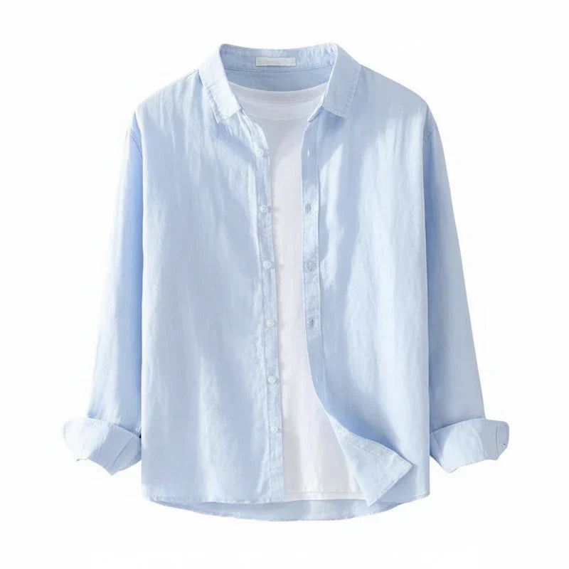 Camicia Uomo Manica Lunga Cotone Vestibilità Ampia Bottoni