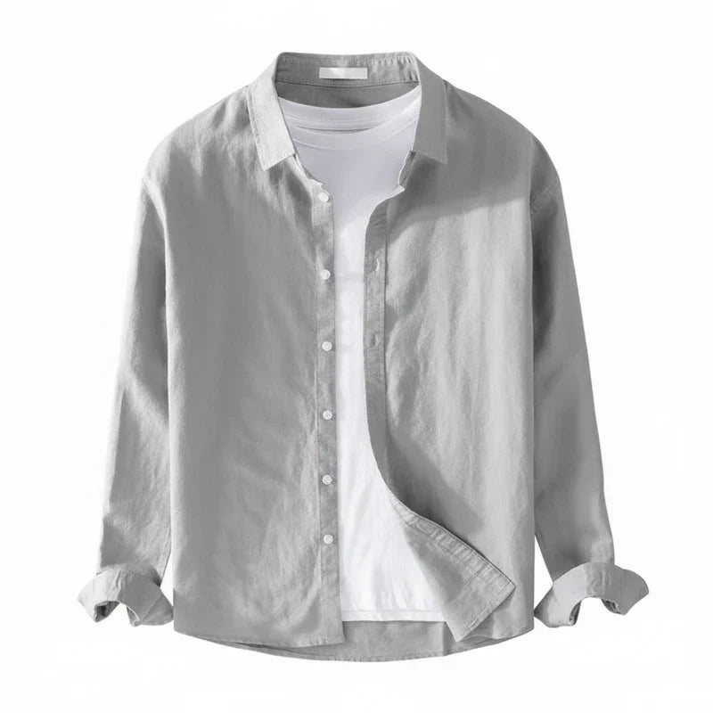 Camicia Uomo Manica Lunga Cotone Vestibilità Ampia Bottoni