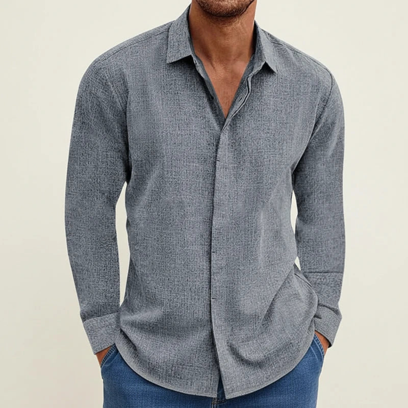 Camicia Uomo Manica Lunga Strutturata con Bottoni