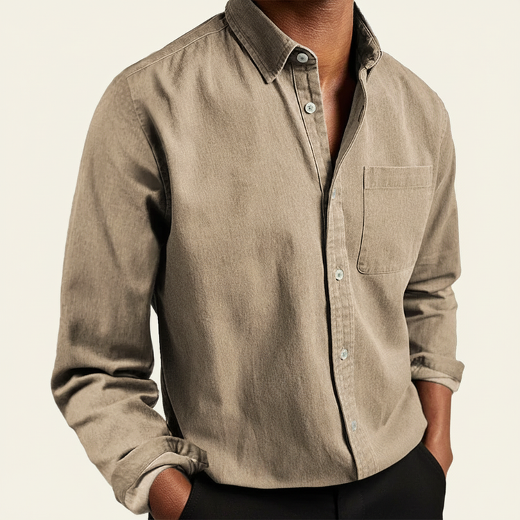 Camicia Uomo Classica Tasche Bottoni Frontali