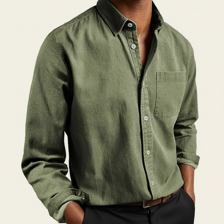 Camicia Uomo Classica Tasche Bottoni Frontali