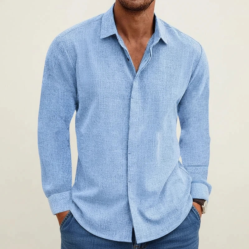 Camicia Uomo Manica Lunga Strutturata con Bottoni