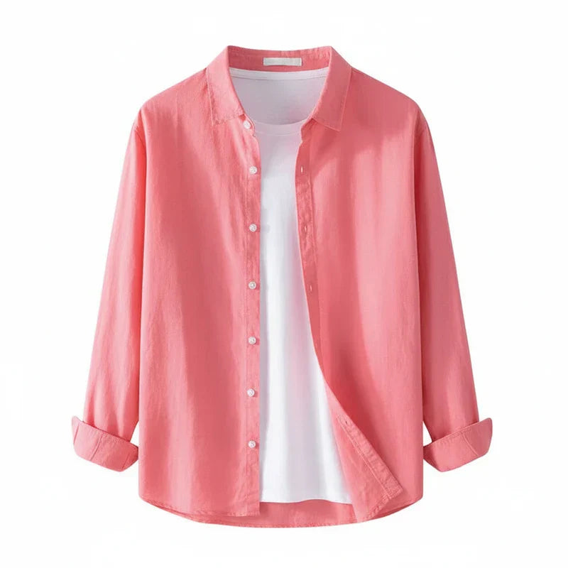 Camicia Uomo Manica Lunga Cotone Vestibilità Ampia Bottoni