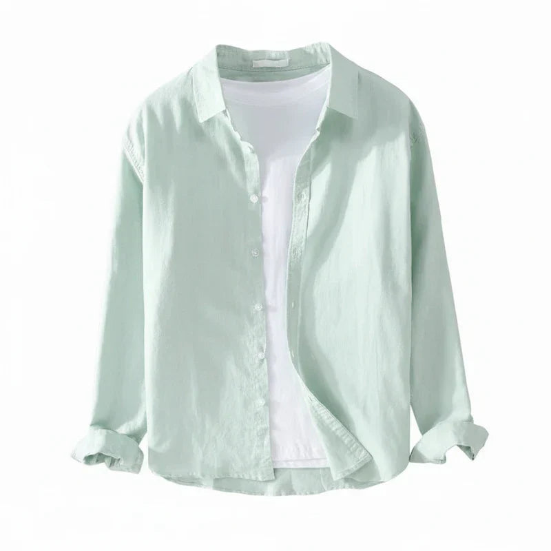 Camicia Uomo Manica Lunga Cotone Vestibilità Ampia Bottoni