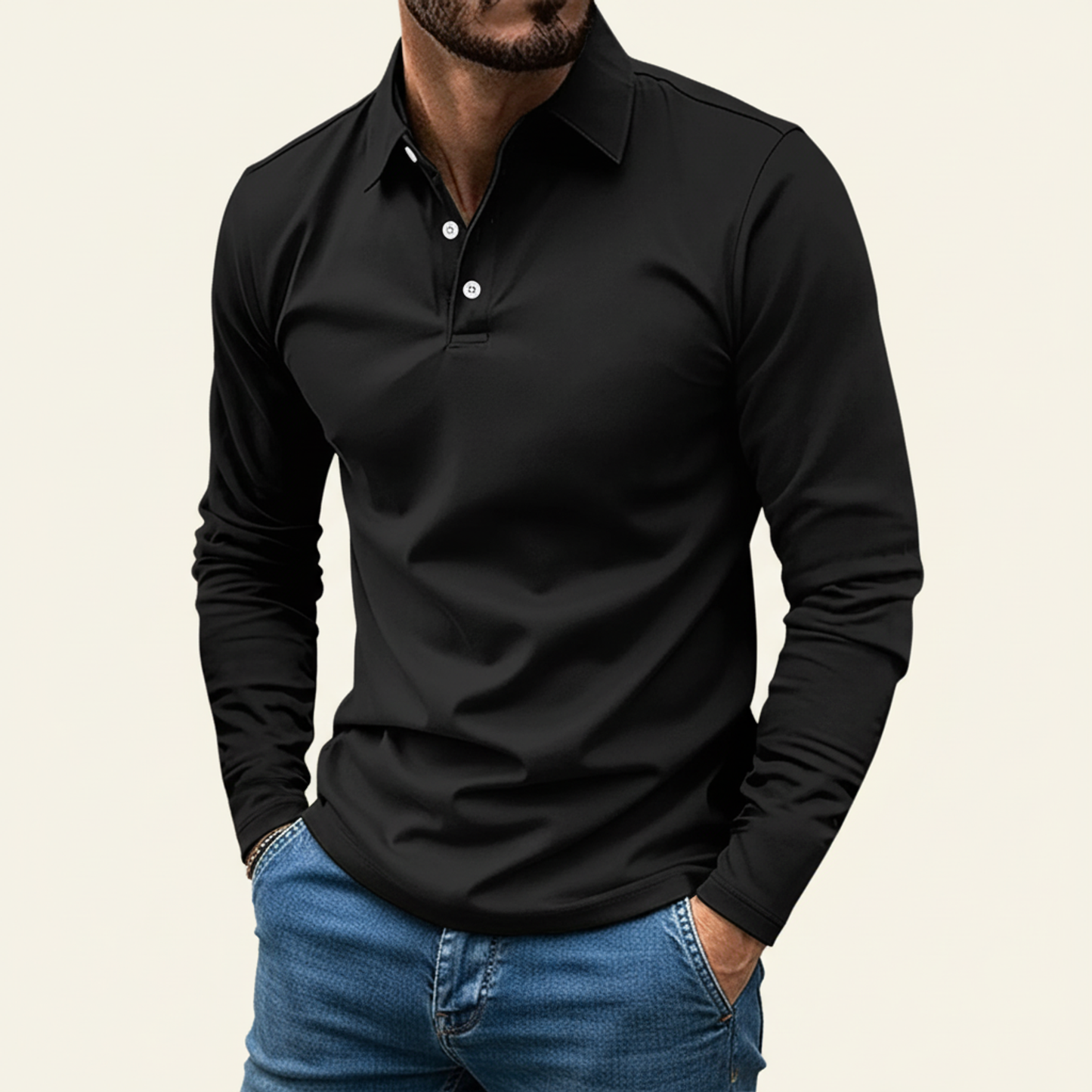 Polo Uomo Manica Lunga con Bottoni Minimalista
