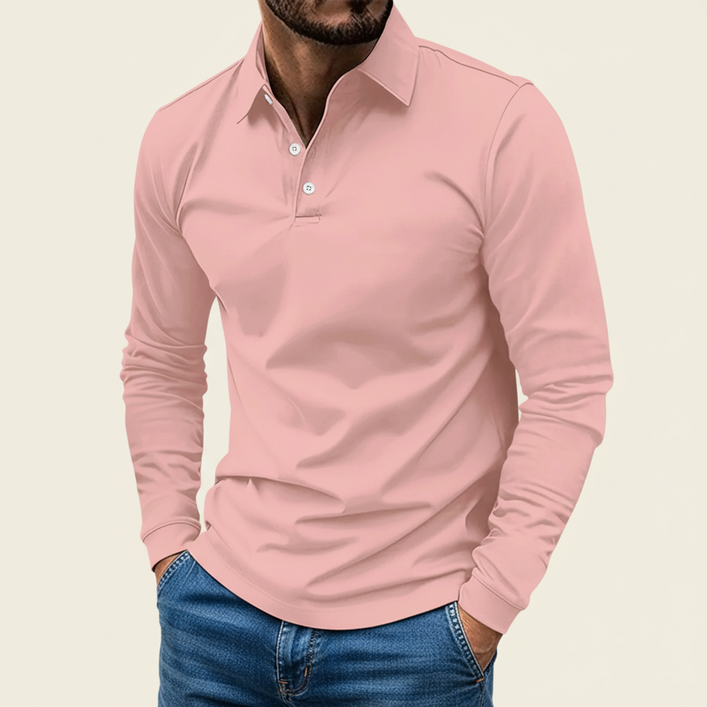 Polo Uomo Manica Lunga con Bottoni Minimalista