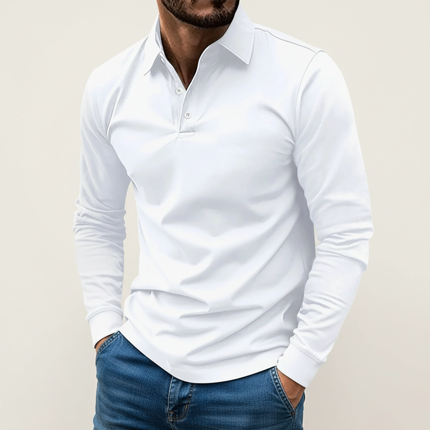Polo Uomo Manica Lunga con Bottoni Minimalista - Brentozzi