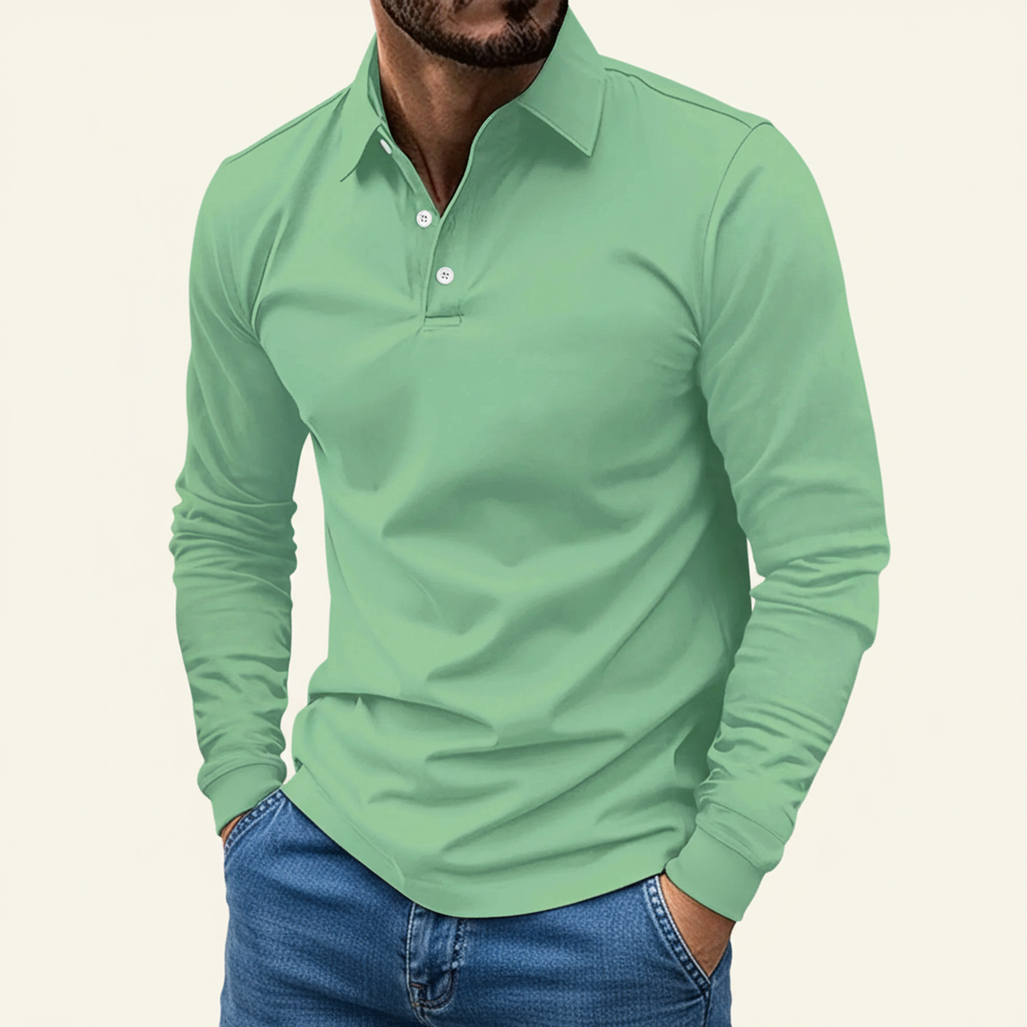 Polo Uomo Manica Lunga con Bottoni Minimalista
