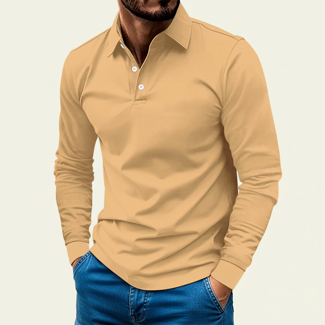 Polo Uomo Manica Lunga con Bottoni Minimalista