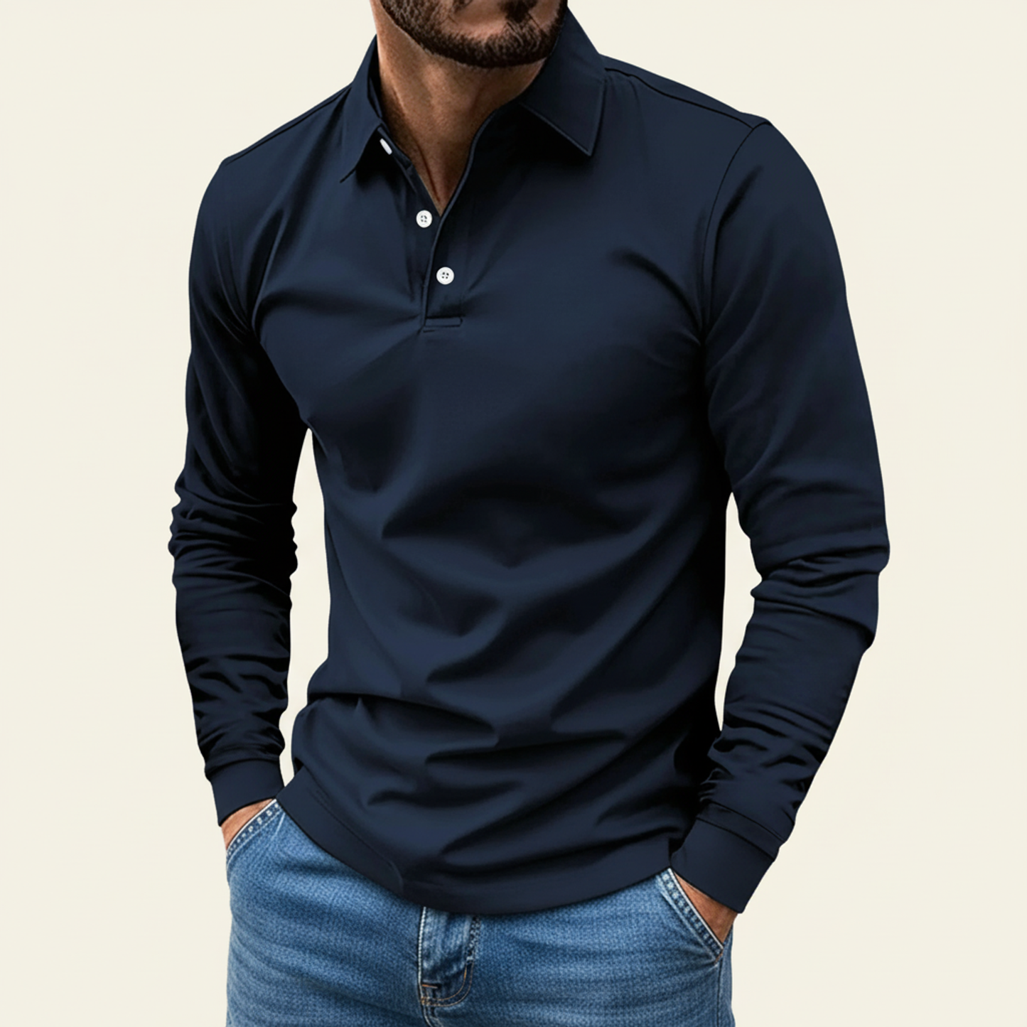 Polo Uomo Manica Lunga con Bottoni Minimalista