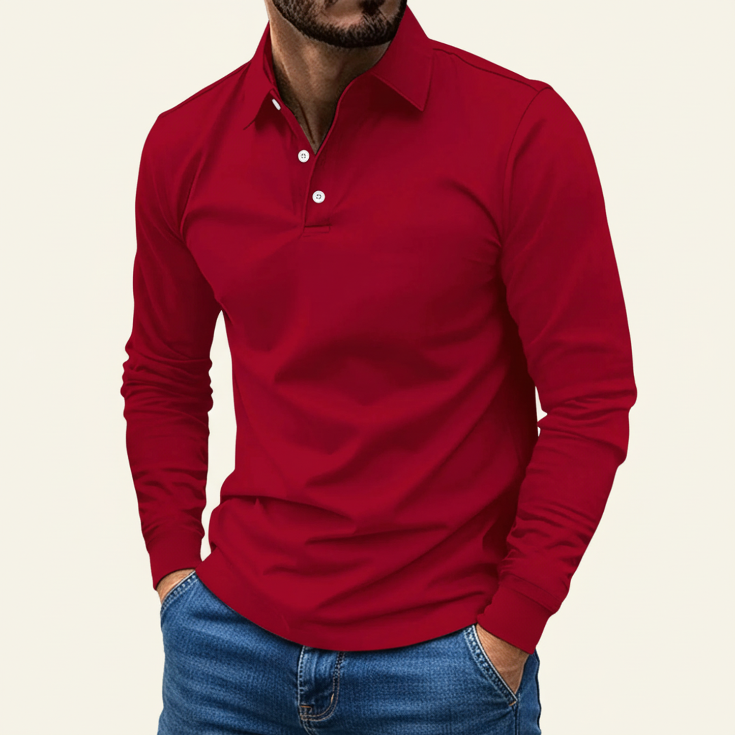 Polo Uomo Manica Lunga con Bottoni Minimalista