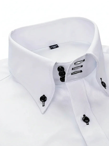 Camicia Uomo Formale Colletto Strutturato con Bottoni