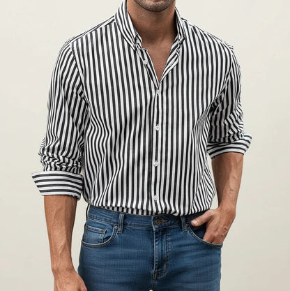 Camicia Uomo Cotone Fantasia Righe Vestibilità Classica